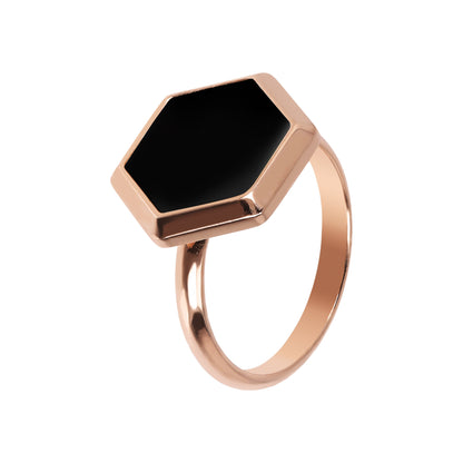 Bronzallure Hexagonal Flat Stone Ring