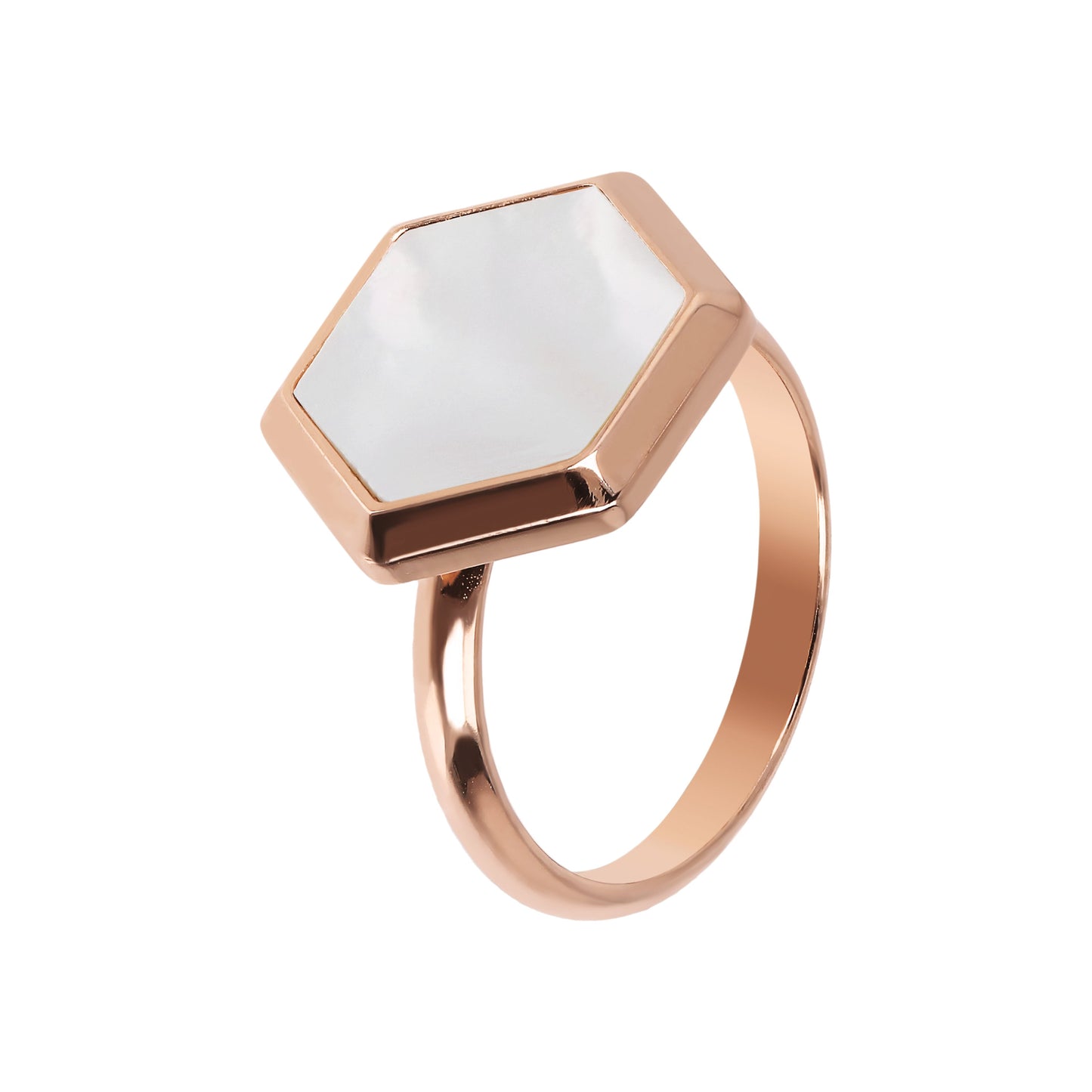 Bronzallure Hexagonal Flat Stone Ring