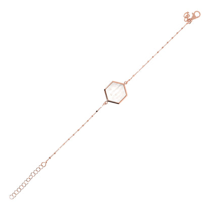 Bronzallure Cube Chain White Moonstone Bracelet with Hexagon