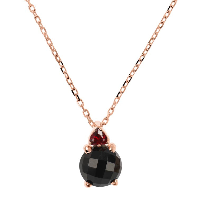 Bronzallure Felicia Black Onyx/Ruby Necklace 47cm