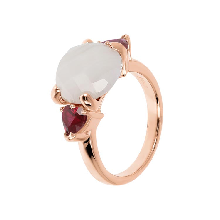 Bronzallure Felicia White Agate Ruby Ring