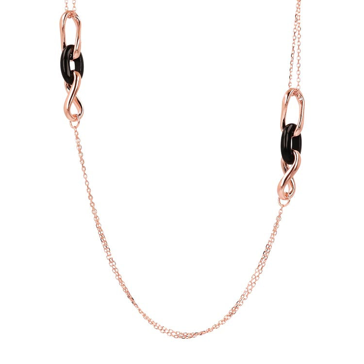 Bronzallure Variegata Black Onyx Link Necklace 91.4cm