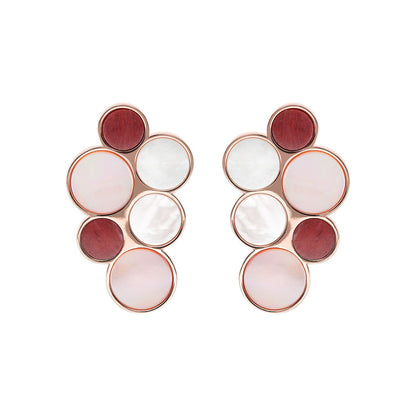 Bronzallure Alba Red Fossil Mop Flat Earrings