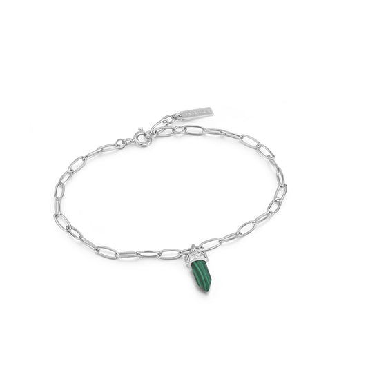 Silver Malachite Point Pendant Bracelet