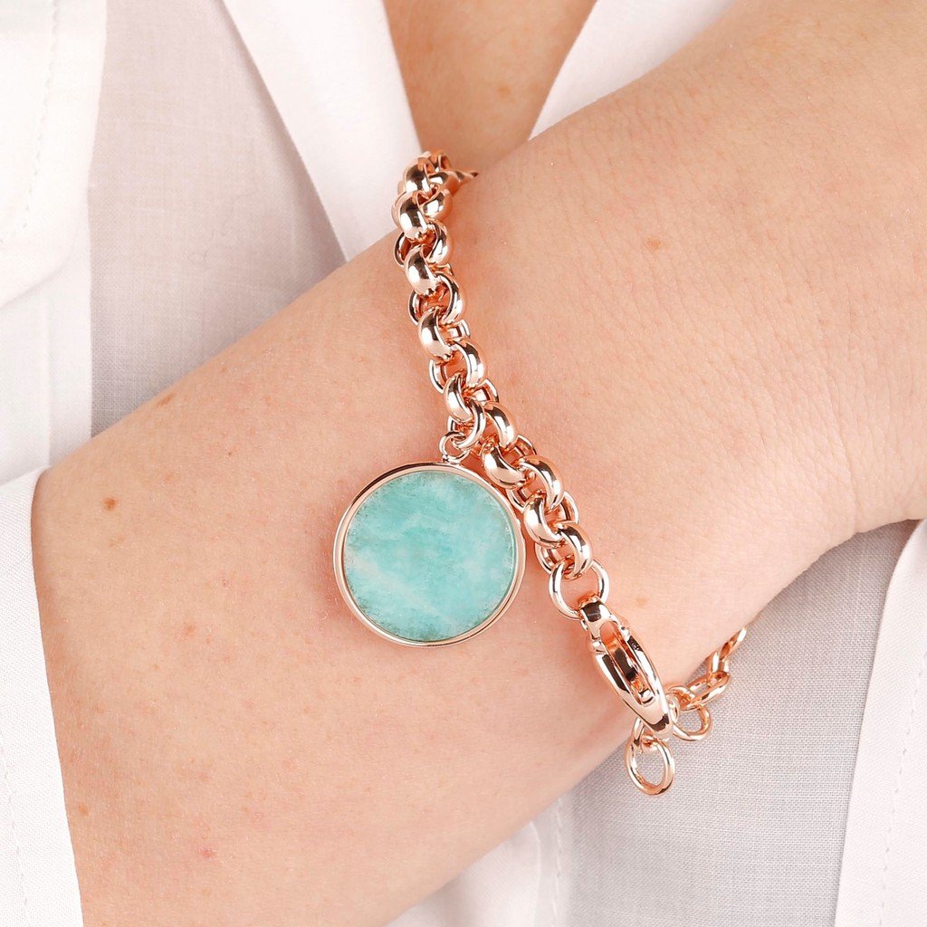 Bronzallure Rolo Bracelet With Gemstone Pendant