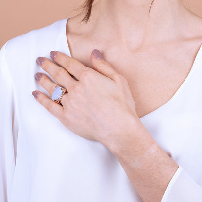 Bronzallure Romantic Blue Lace Agate Ring