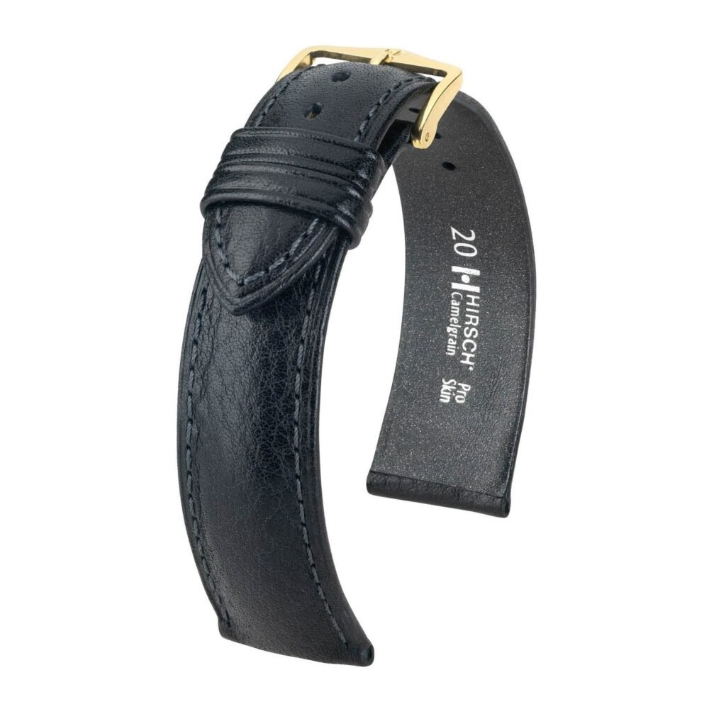 Hirsch Camelgrain Black No Allergy Leather Watch Band