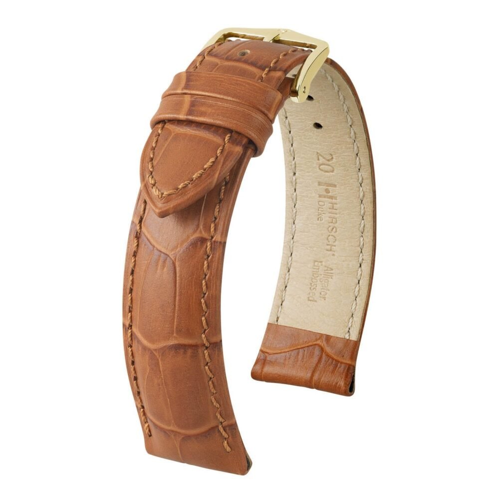 Hirsch Duke Honey Alligator Embossed Leather Watch Band