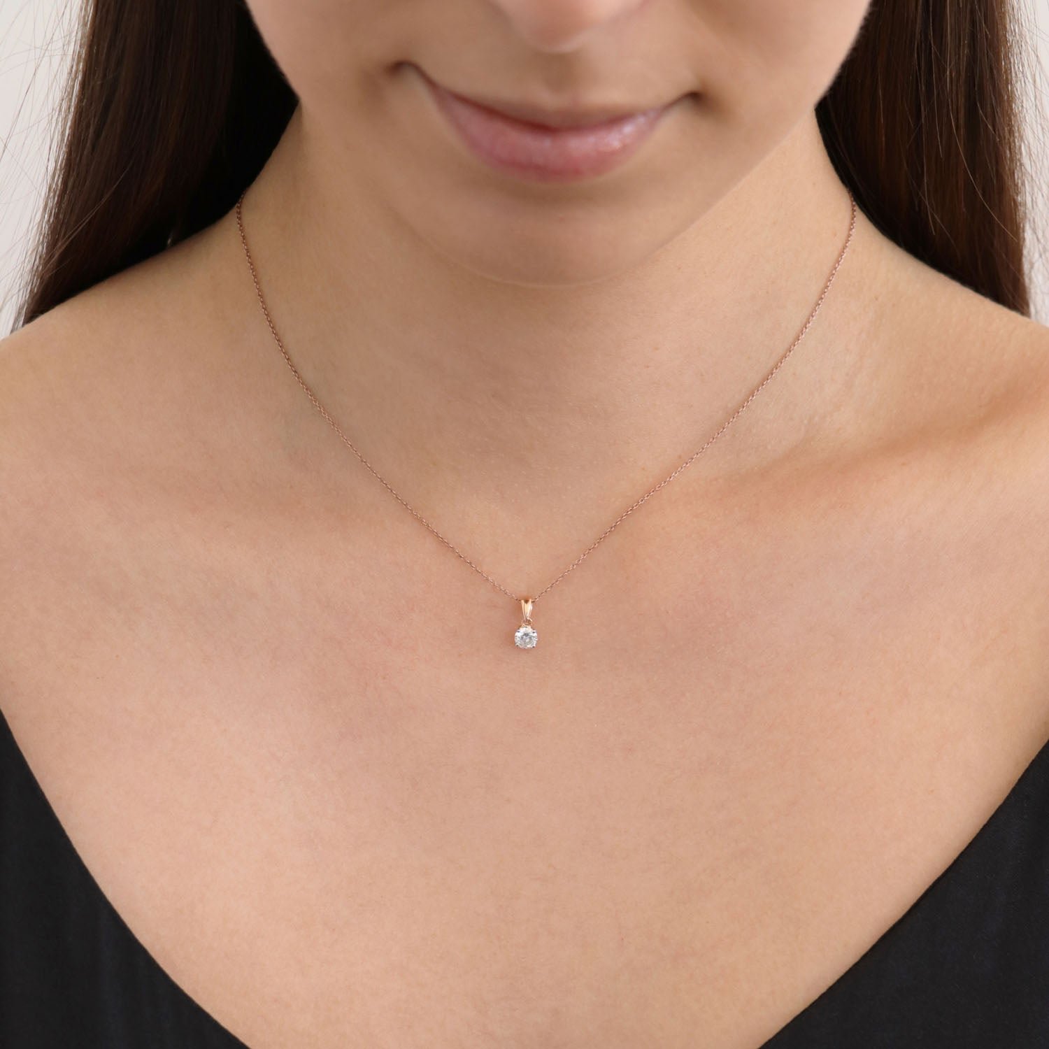 Diamond Solitaire Pendant with 0.30ct Diamonds in 18K Rose Gold - 18RCP30 - Image 2