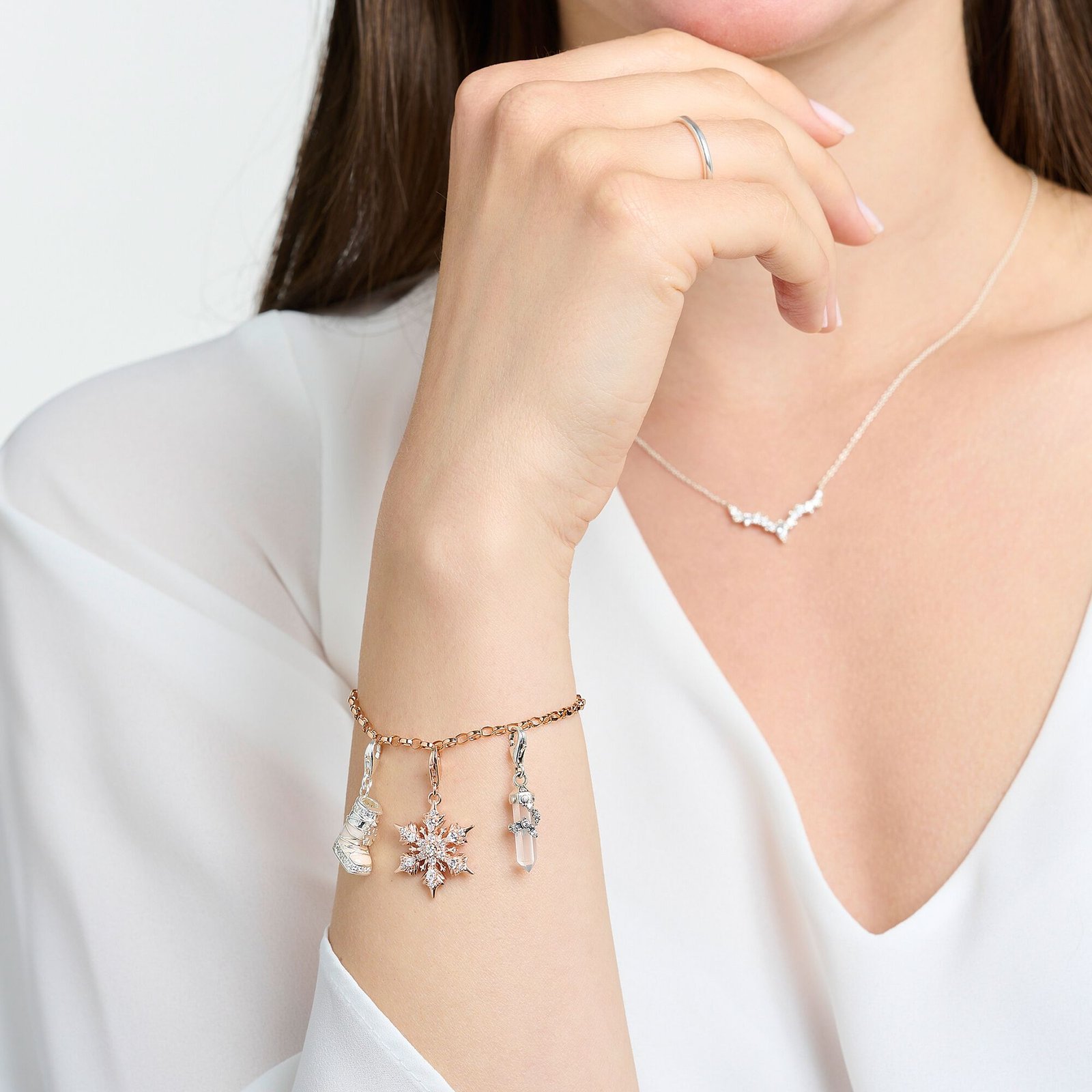 THOMAS SABO Charm pendant snowflake with white stones rose gold - Image 3