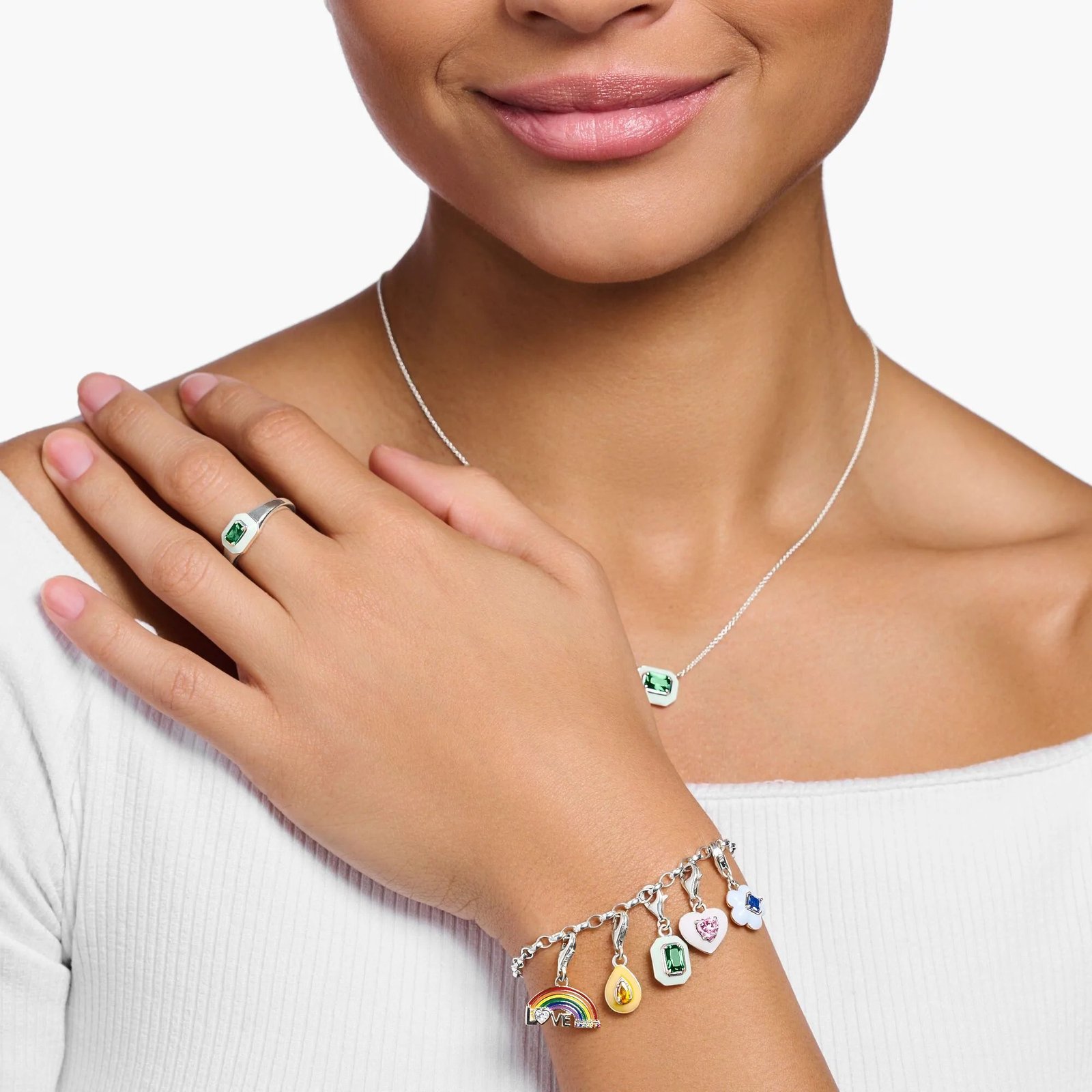 THOMAS SABO Charm Pendant Rainbow Multicoloured Stones - Image 3