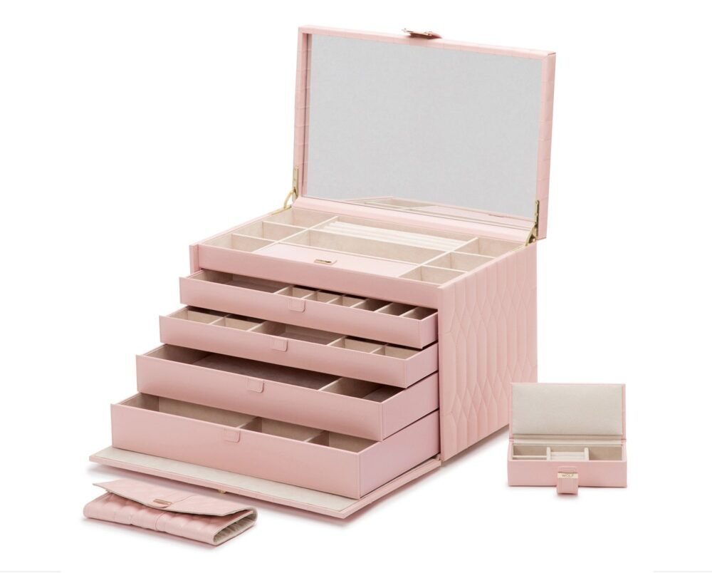 Wolf Caroline E-Large Jewellery Case Rose Quartz - Image 3