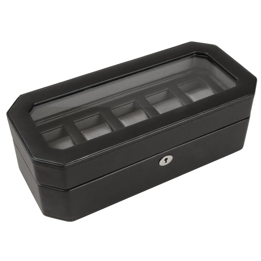 Wolf Windsor 5 Piece Watch Box Black - Image 2