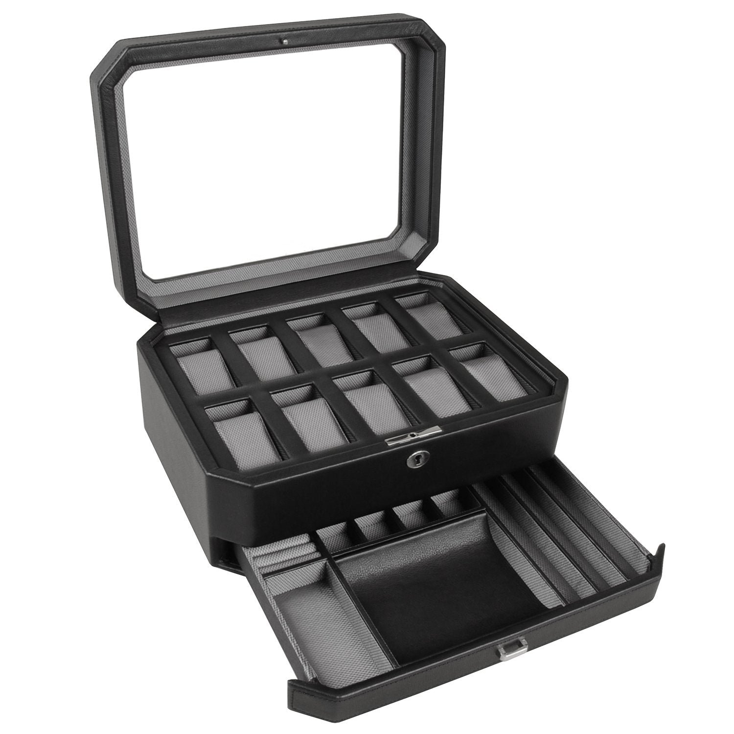 Wolf Windsor 10P Watch Box with Drawer Black - Image 3
