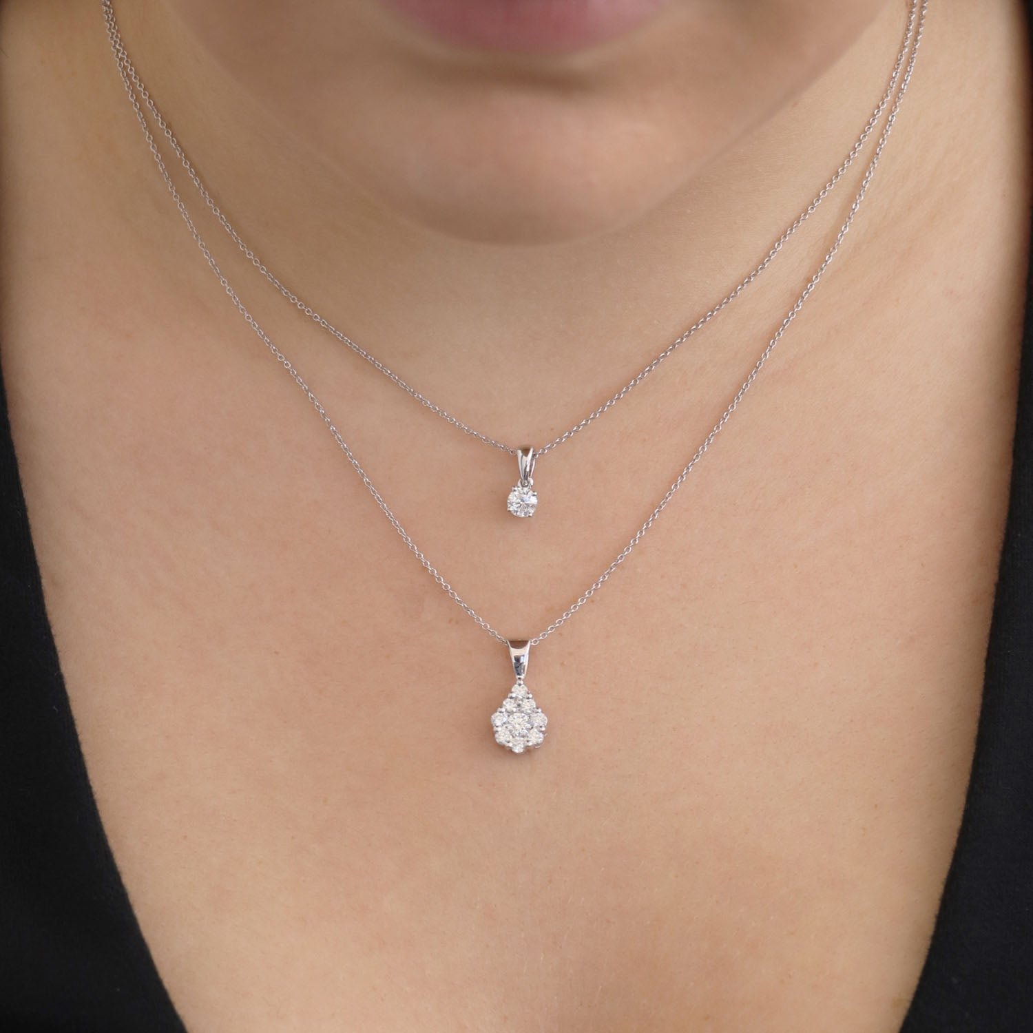 Diamond Solitaire Pendant with 0.30ct Diamonds in 18K White Gold - 18WCP30 - Image 2