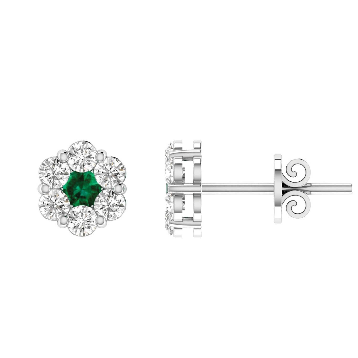 Emerald Diamond Stud Earrings with 0.24ct Diamonds in 9K White Gold - 9WRE33GHE
