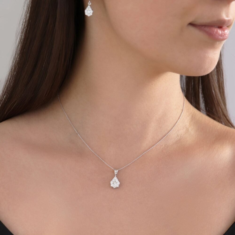 Teardrop Diamond Pendant with 0.75ct Diamonds in 9K White Gold - 9WTDP75GH - Image 2