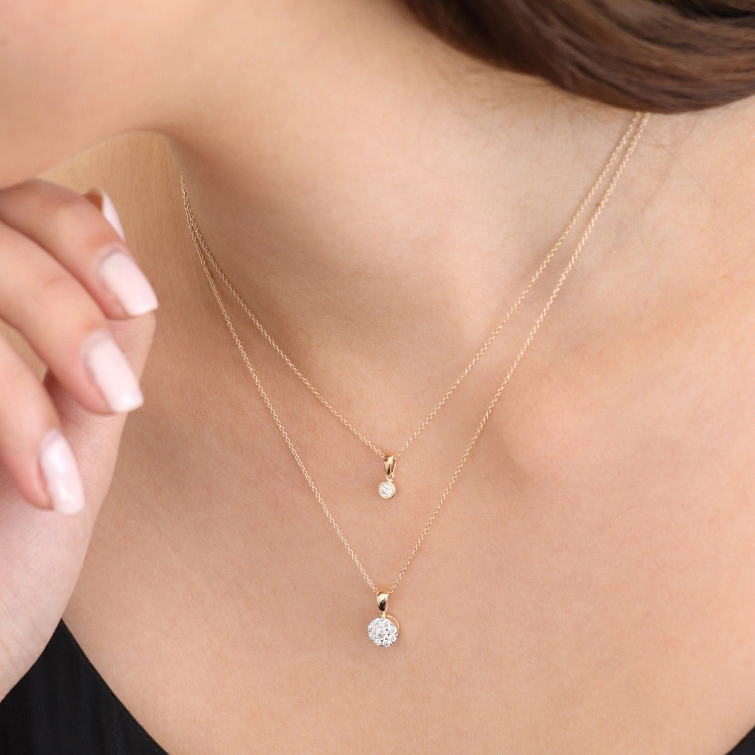 Cluster Diamond Pendant with 0.33ct Diamonds in 9K Yellow Gold - 9YPCLUS33GH - Image 2