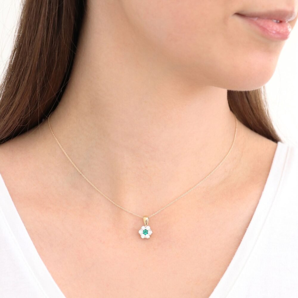 Emerald Diamond Pendant with 0.53ct Diamonds in 9K Yellow Gold - 9YRP75GHE - Image 2