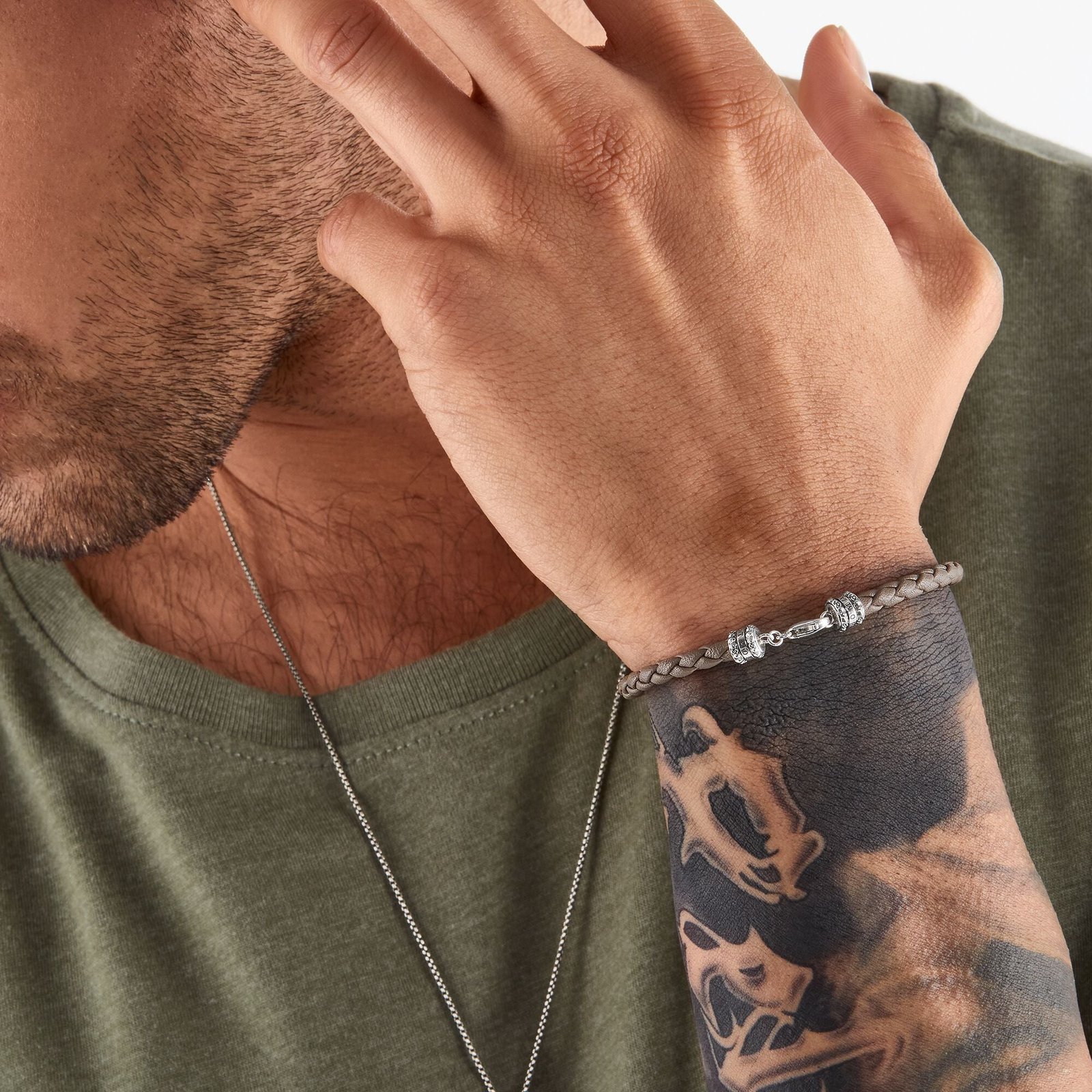 Thomas Sabo Leather Bracelet Grey - Image 3