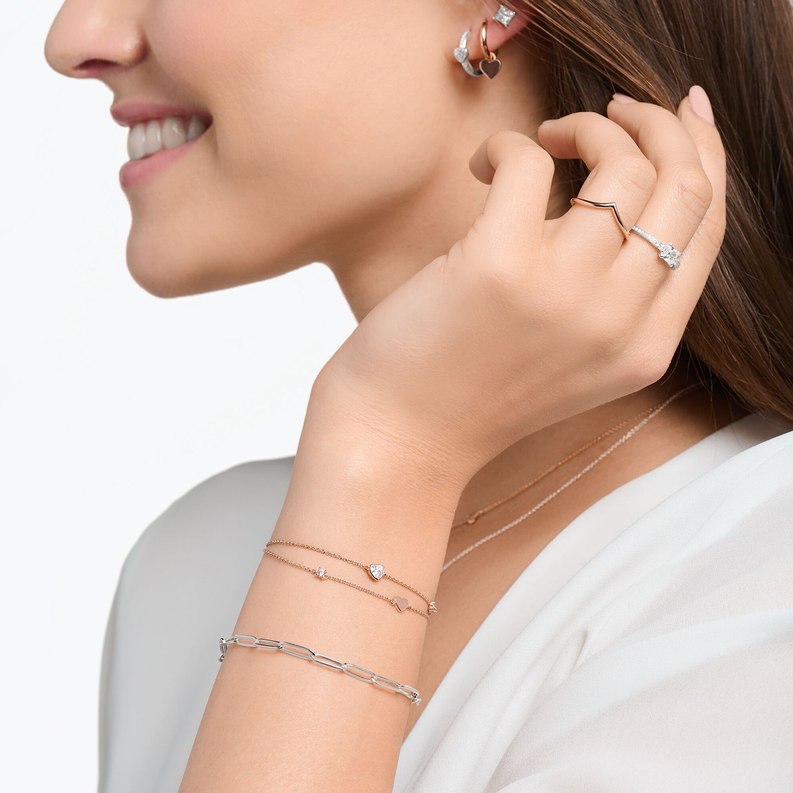 Thomas Sabo Bracelet with hearts and white stones rose gold - Image 2