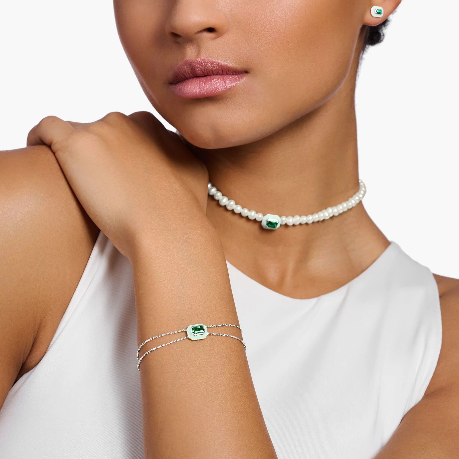 THOMAS SABO Octagon Green Stone Bracelet - Image 2