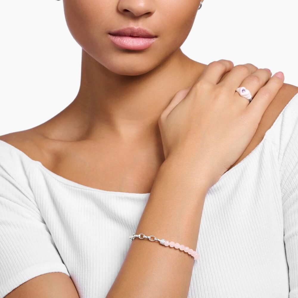 THOMAS SABO Chain Rose Quartz Bead Bracelet - Image 2