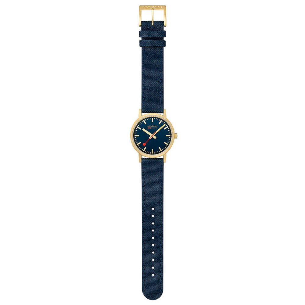 Mondaine Official Swiss Railways Classic Deep Ocean Blue Textile 36mm Watch - Image 5