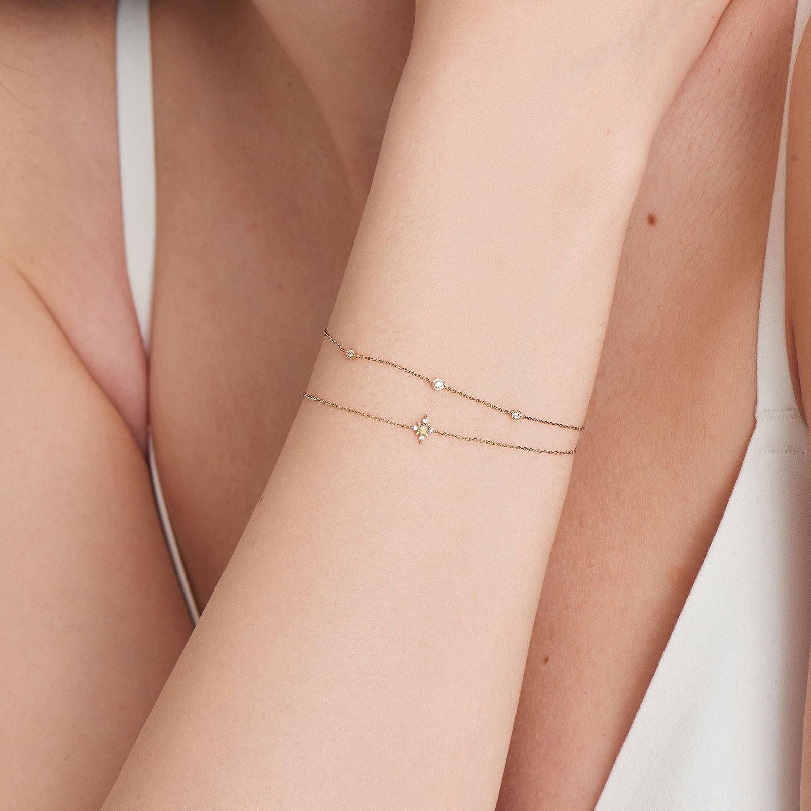 Ania Haie 14kt Gold Triple Natural Diamond Bracelet - Image 3
