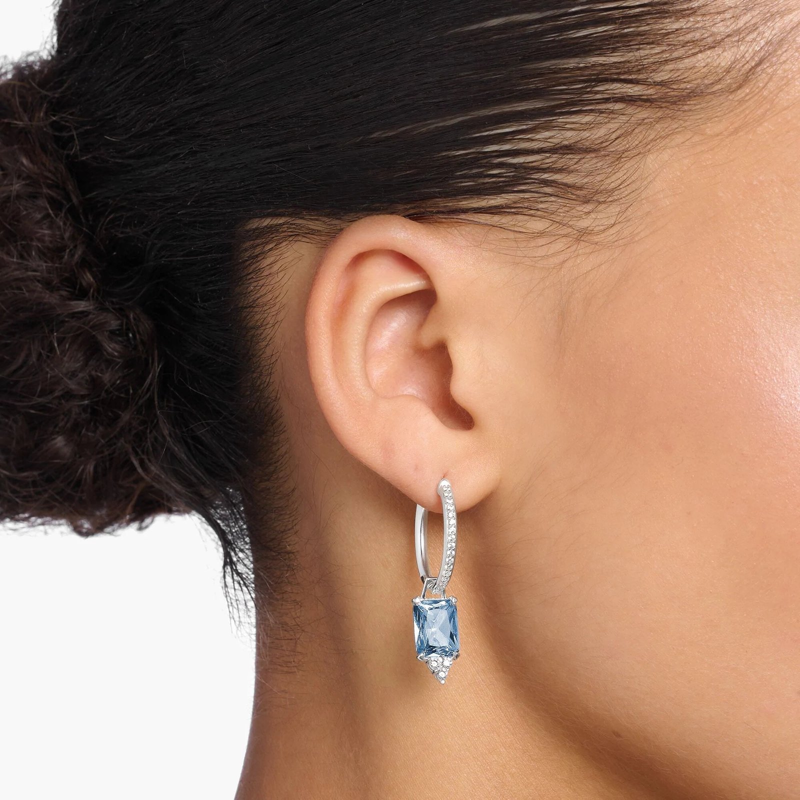 THOMAS SABO Heritage Aqua Stone Hoop Earrings - Image 2
