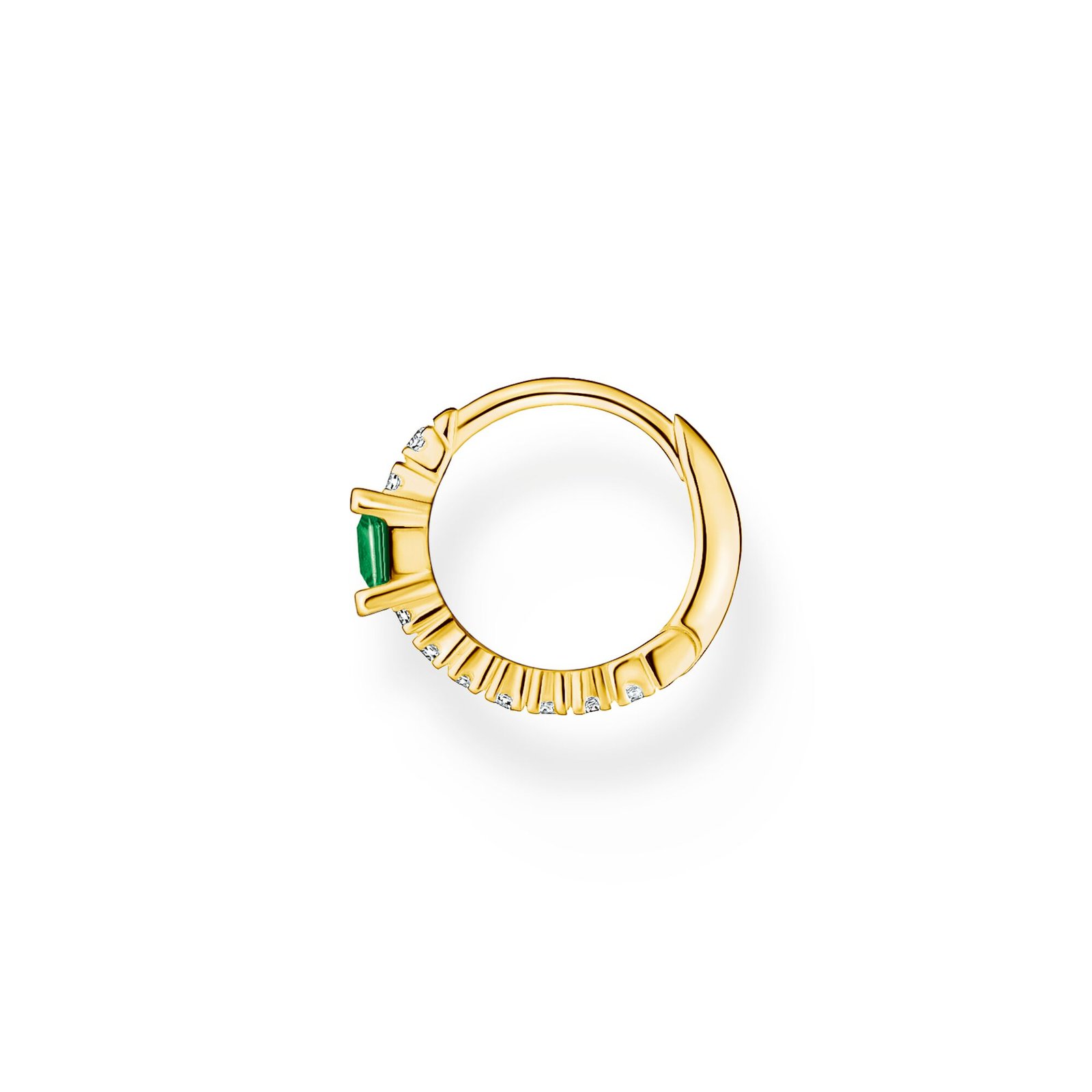 THOMAS SABO Single hoop earring green stone with white stones gold - Image 2