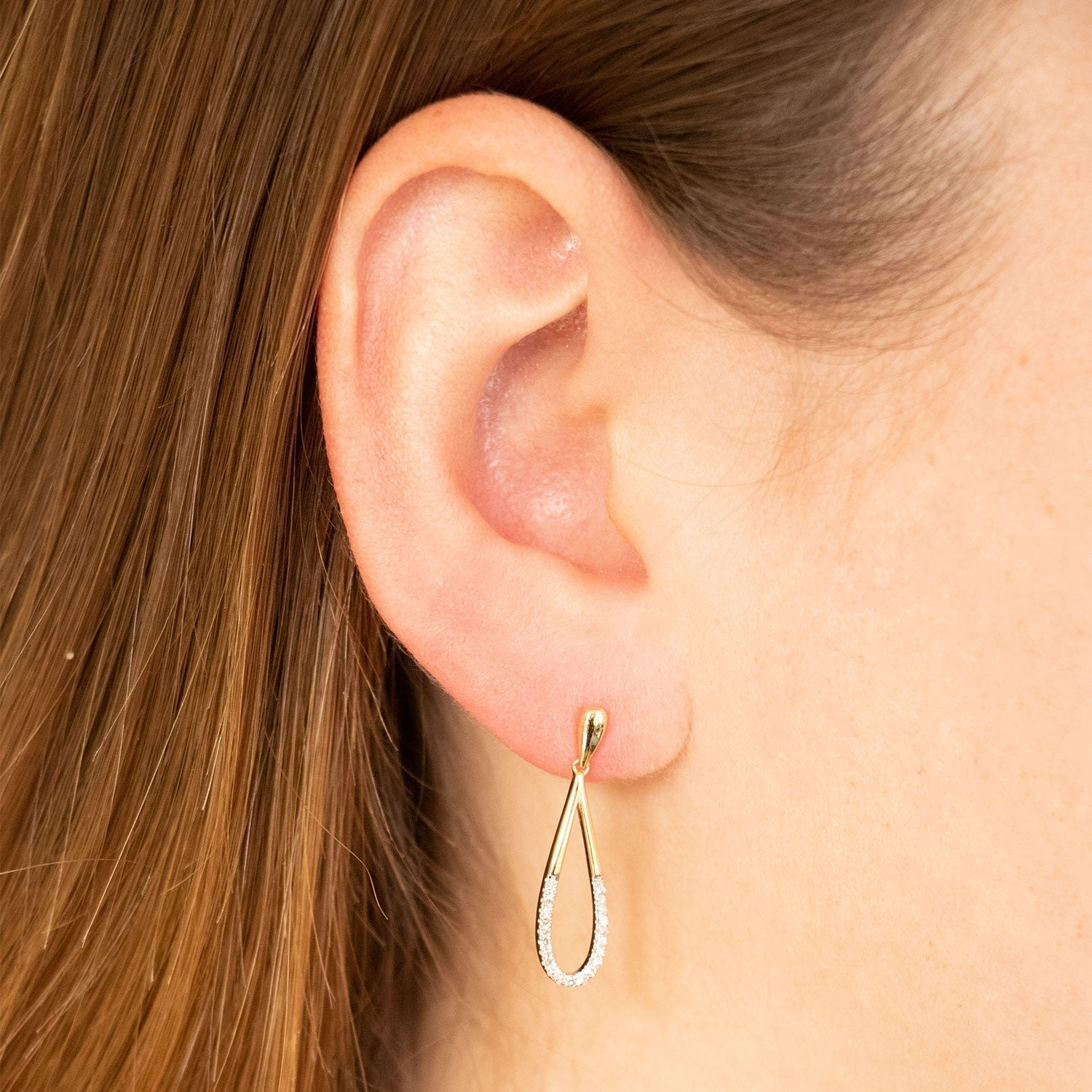 Diamond Fashion Earrings with 0.15ct Diamonds in 9K Yellow Gold - Image 2