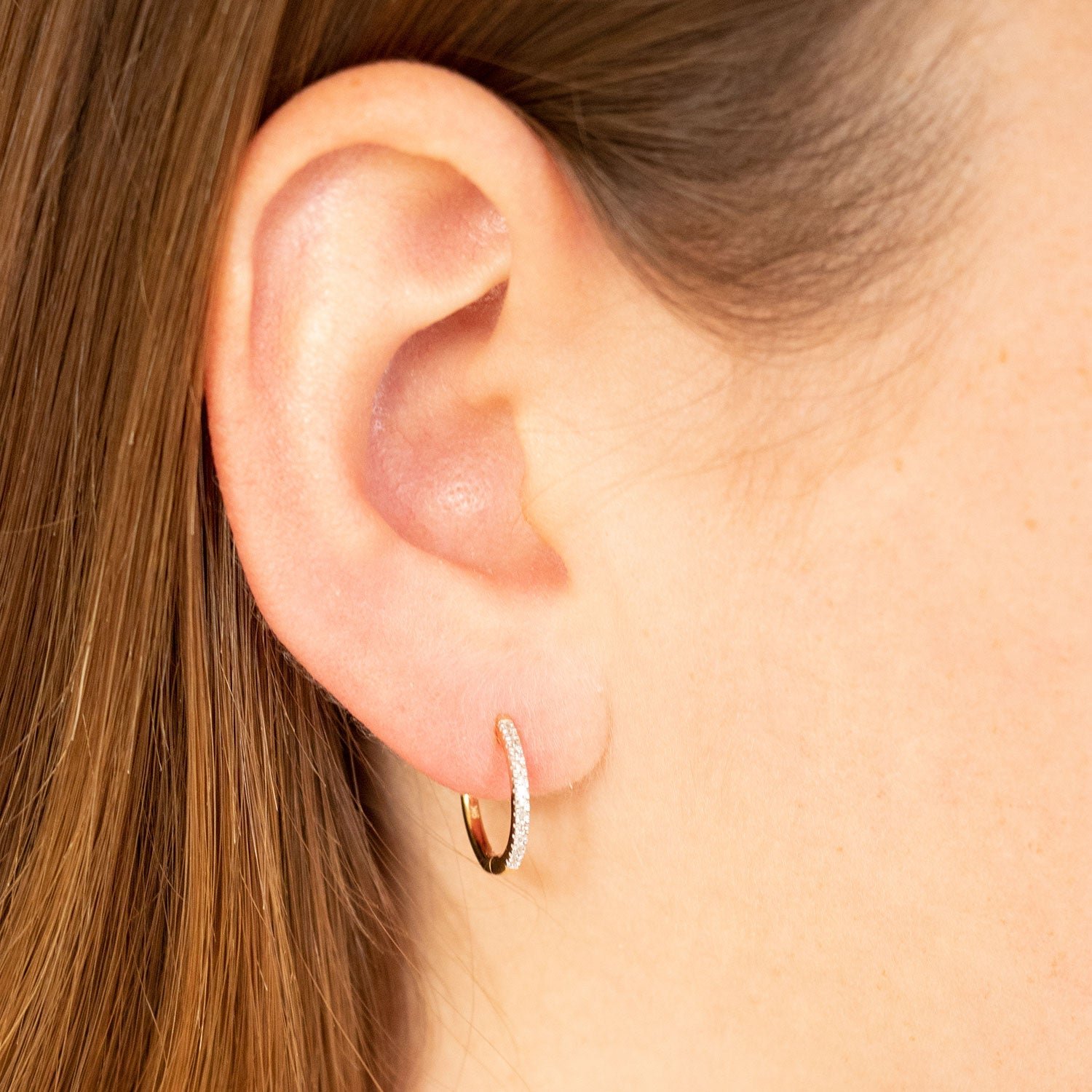 Huggie Earrings with 0.08ct Diamonds in 9K Yellow Gold - Image 2