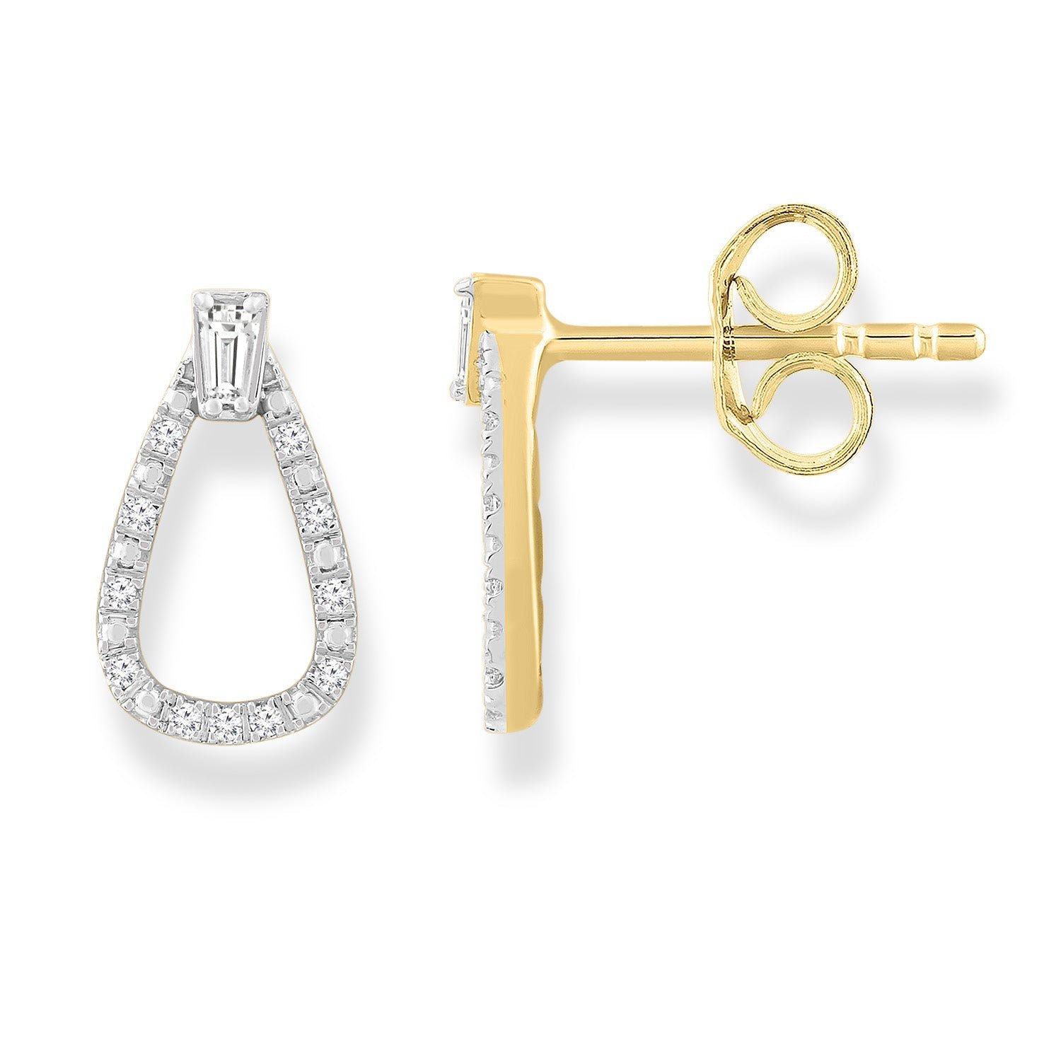 Diamond Earrings with 0.10ct Diamonds in 9K Yellow Gold