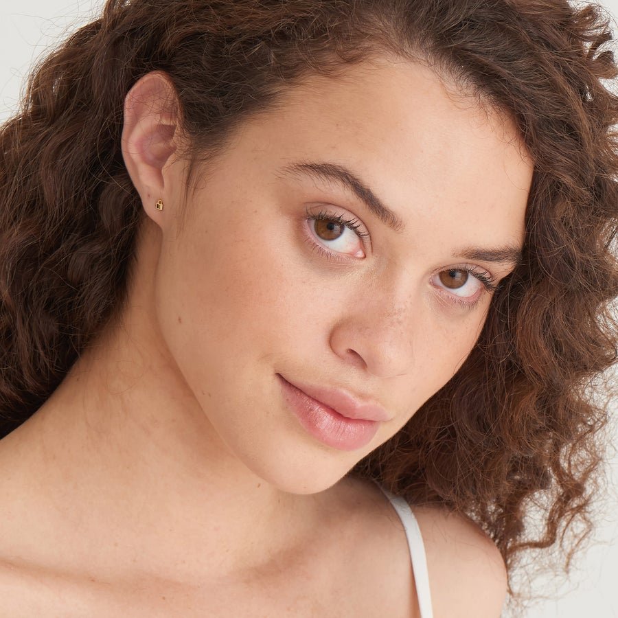 Ania Haie Gold Padlock Stud Earrings - Image 3