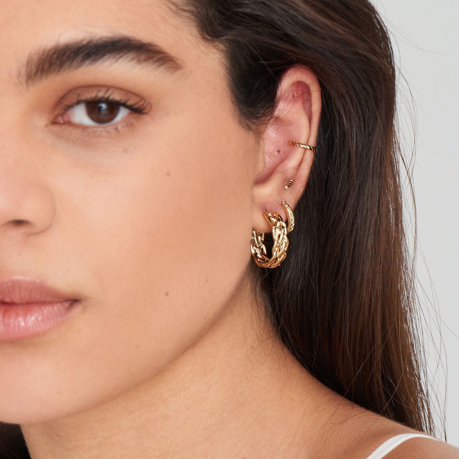 Ania Haie Gold Rope Chunky Hoop Earrings - Image 2