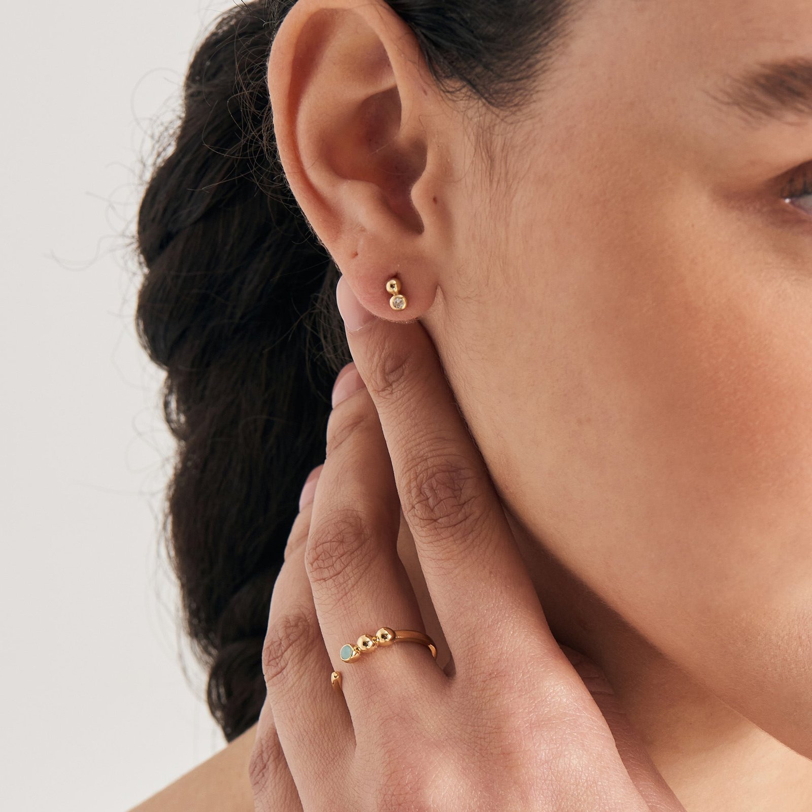Ania Haie Gold Orb Sparkle Stud Earrings - Image 3