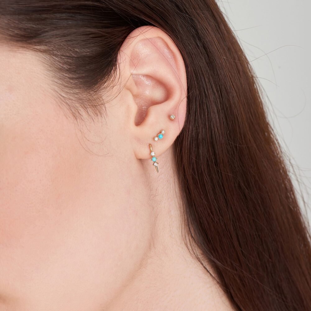 Ania Haie 14kt Gold Bezel Natural Diamond Stud Earrings - Image 3