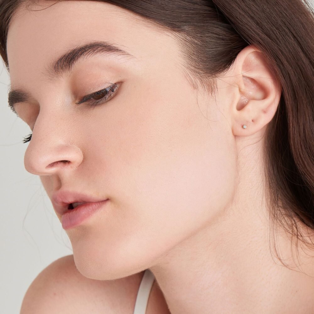 Ania Haie 14kt Gold Bezel Natural Diamond Stud Earrings - Image 6