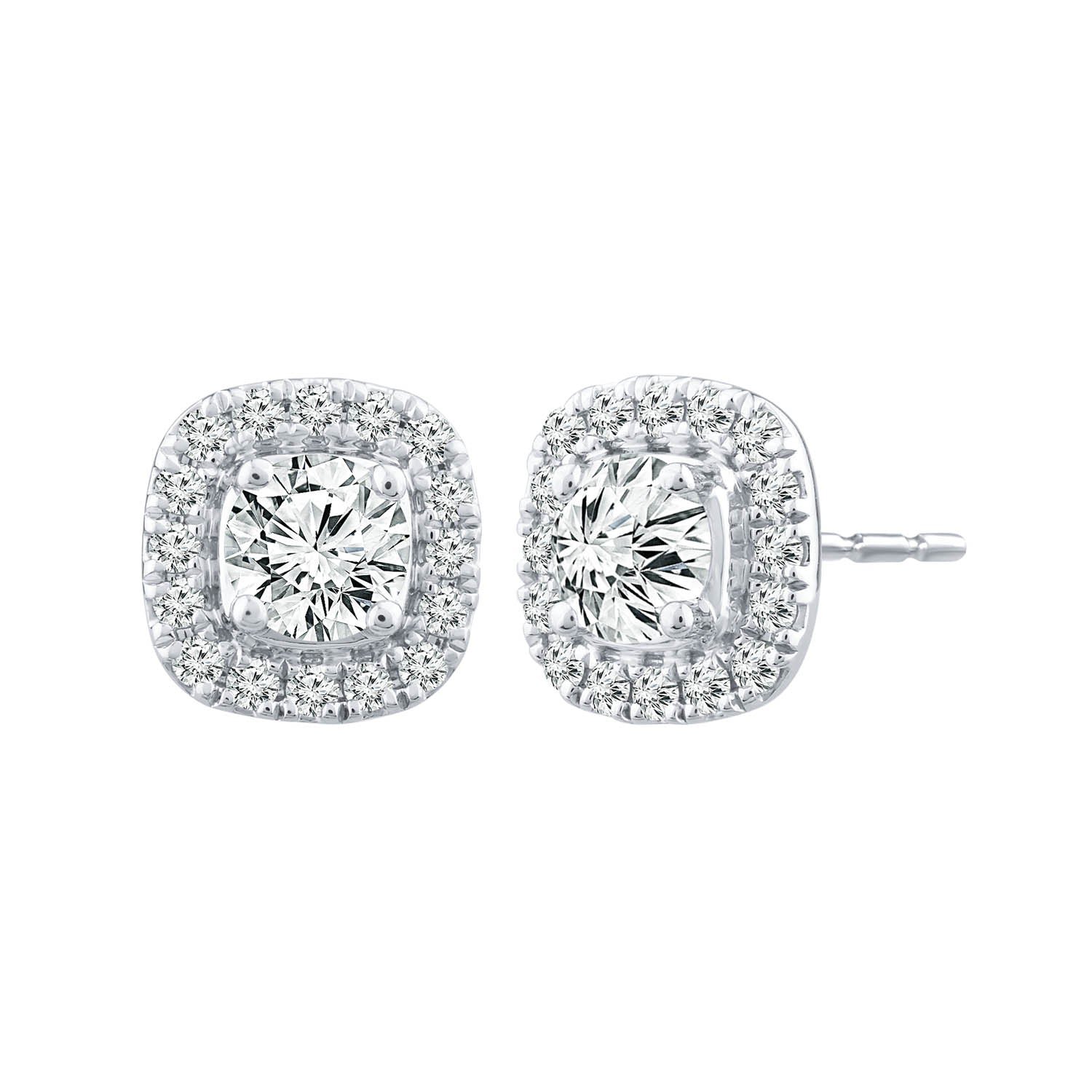 Halo Stud Earrings with 0.50ct Diamonds in 9K White Gold - EF-5970-W - Image 2