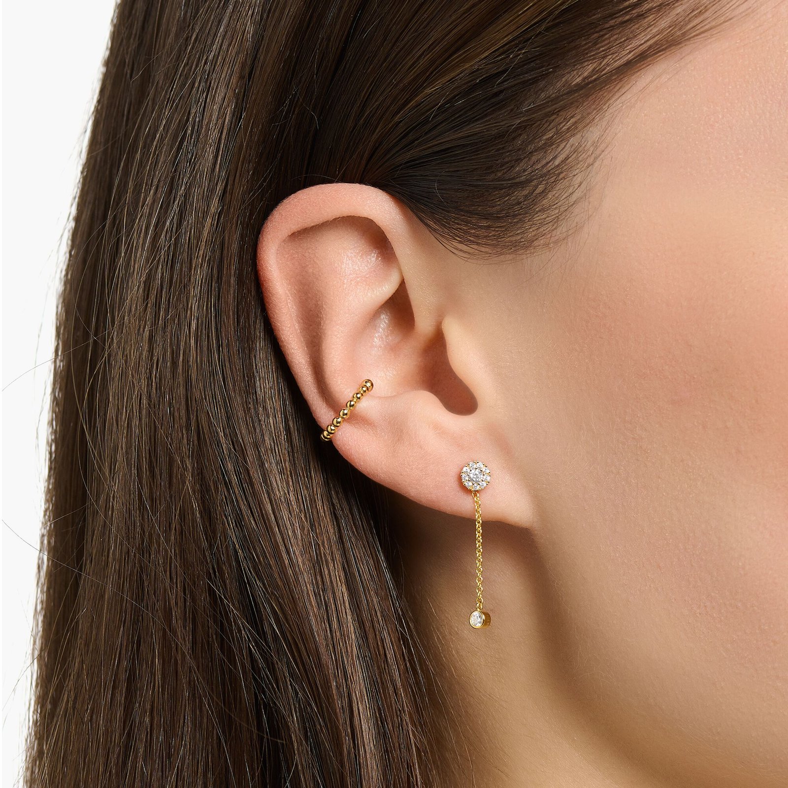 Thomas Sabo Single ear stud with pendant stone long gold - Image 3