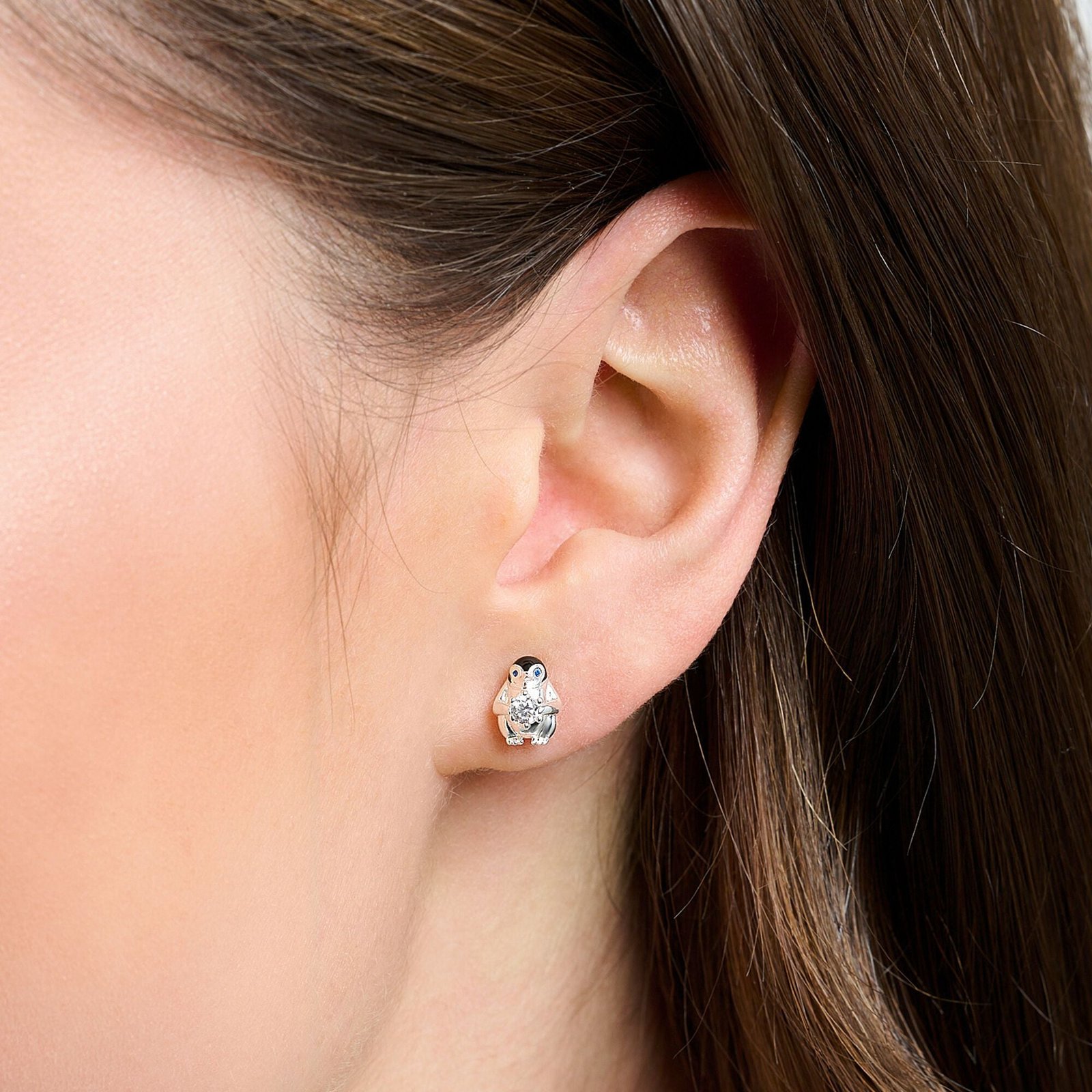 THOMAS SABO Single ear stud penguin with white stone silver - Image 3