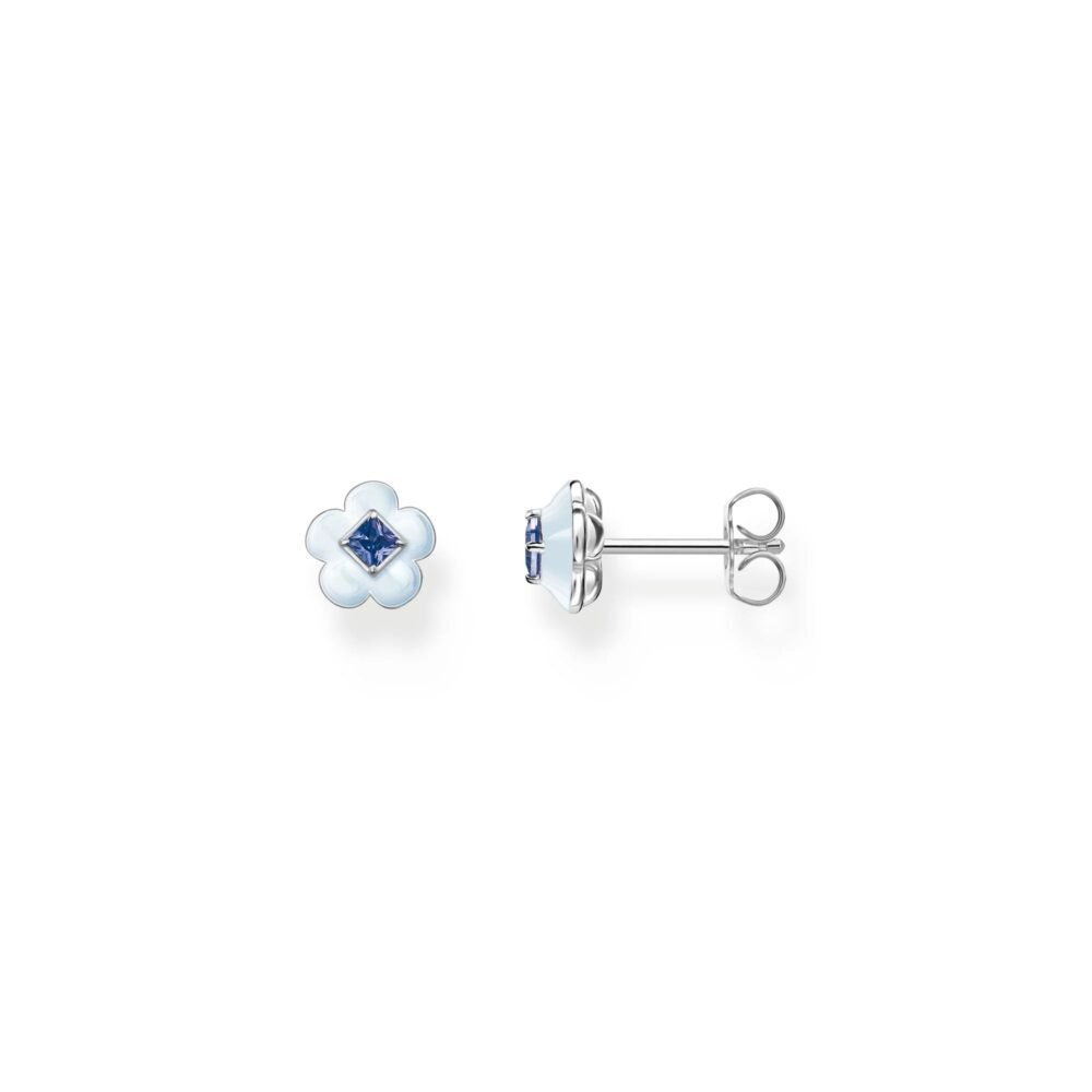 THOMAS SABO Blue Flower Stone Stud Earrings