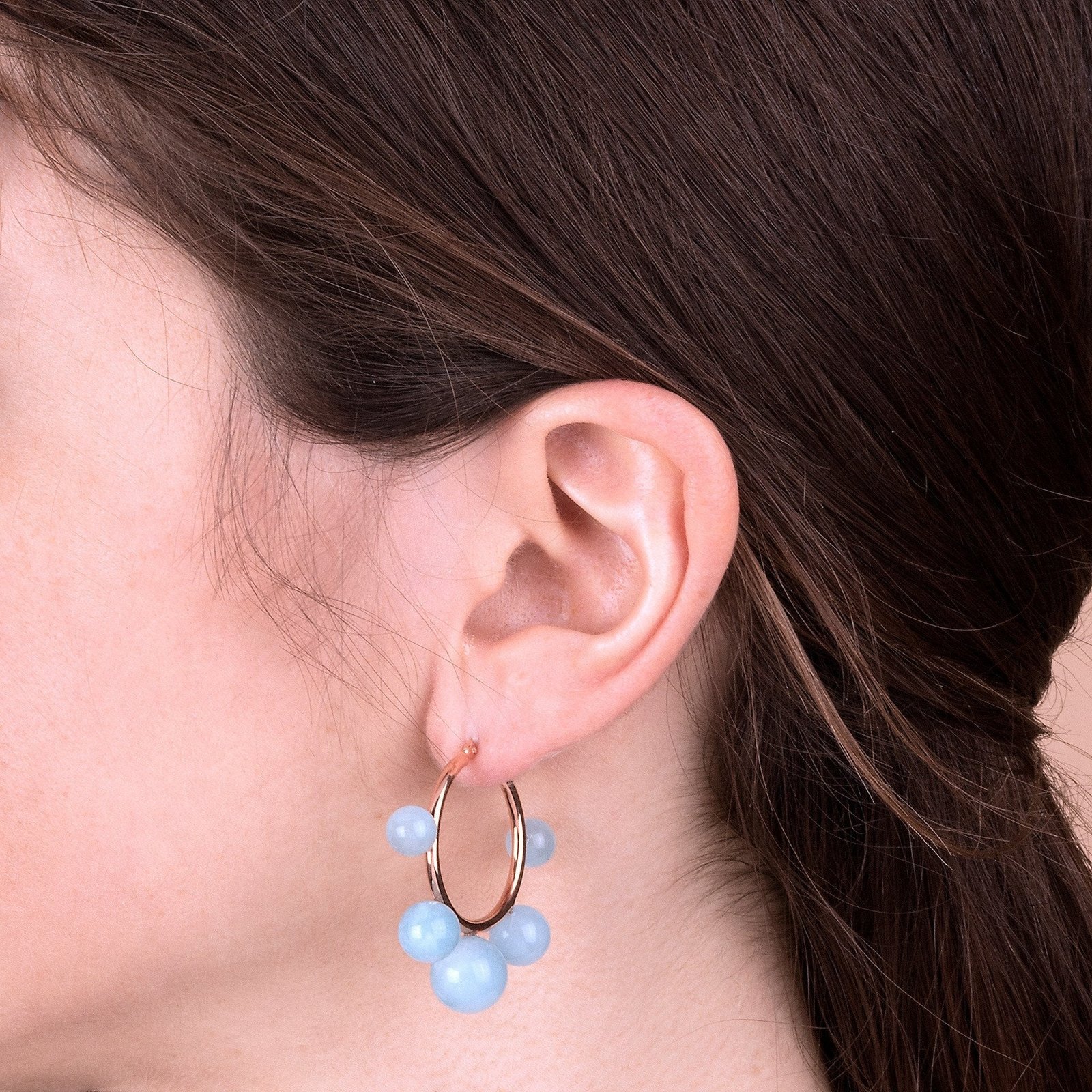 Bronzallure Natural Stone Beaded Hoop Earrings - Image 2
