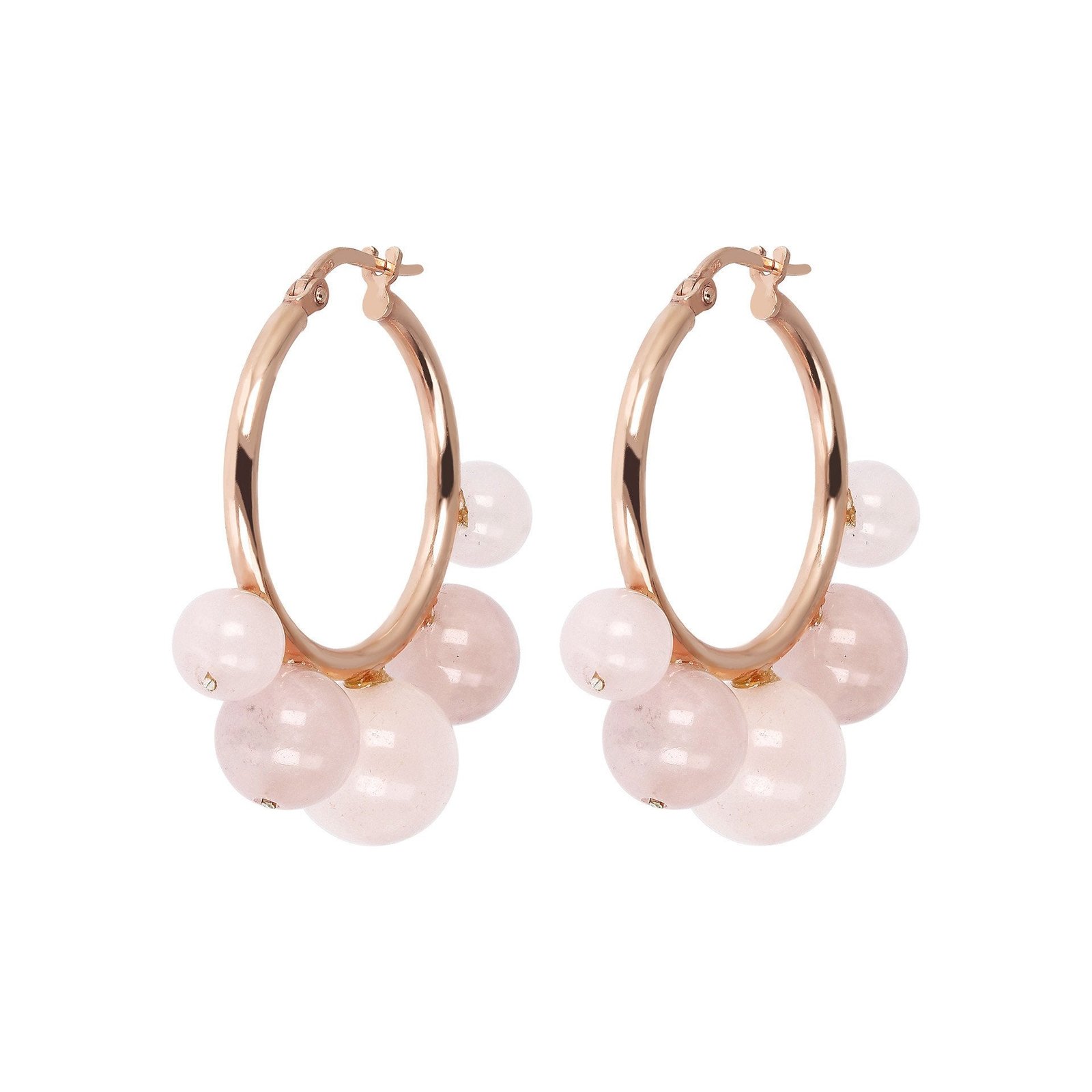 Bronzallure Natural Stone Beaded Hoop Earrings - Image 3