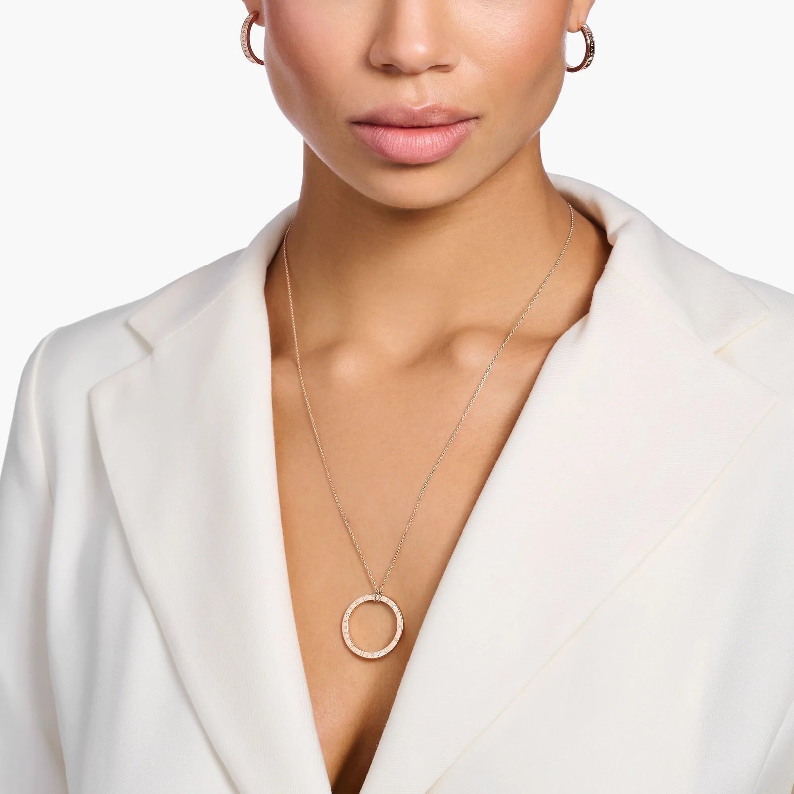 THOMAS SABO Sparkling Circles Rose Gold Necklace - Image 2