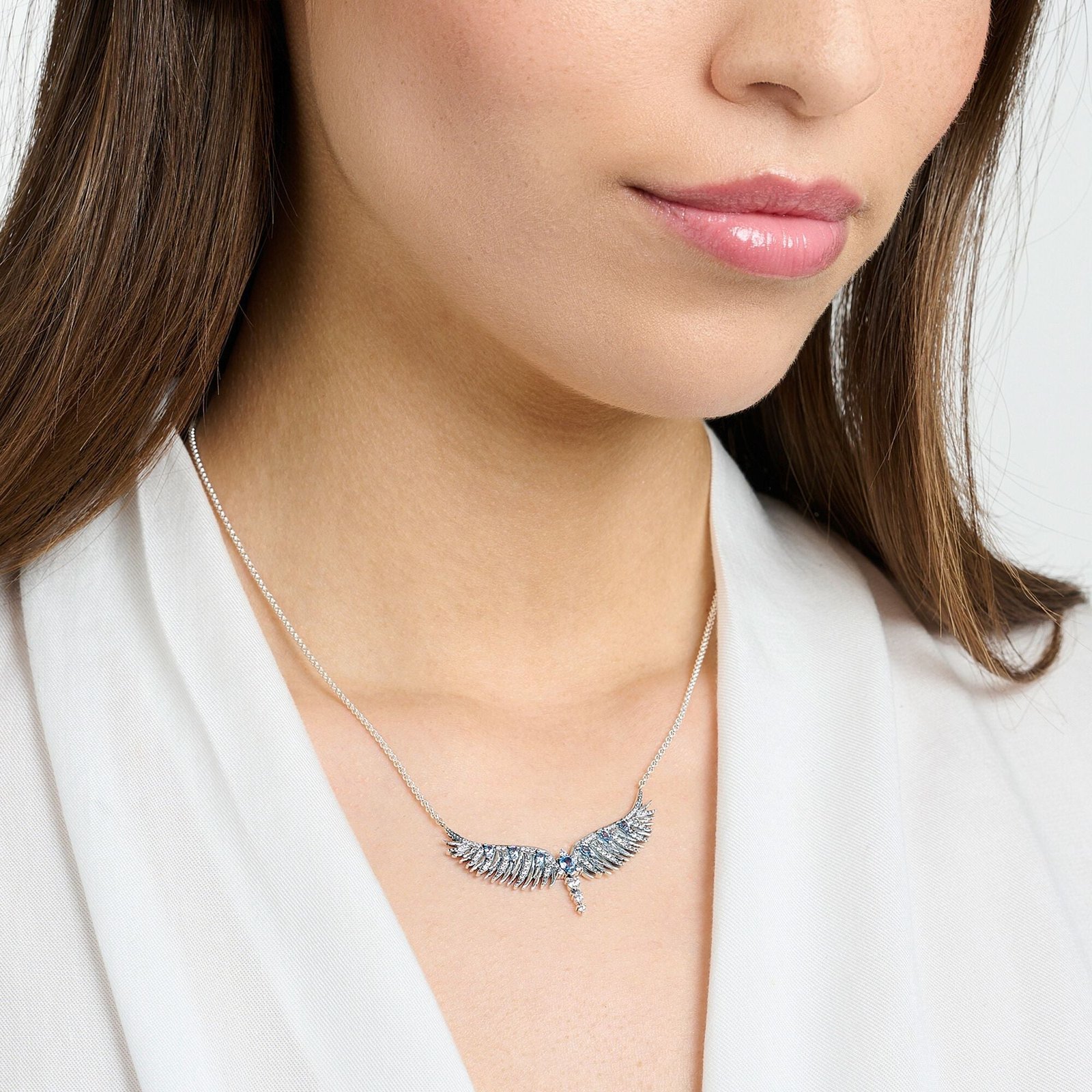 THOMAS SABO Necklace phoenix wing with blue stones silver - Image 3