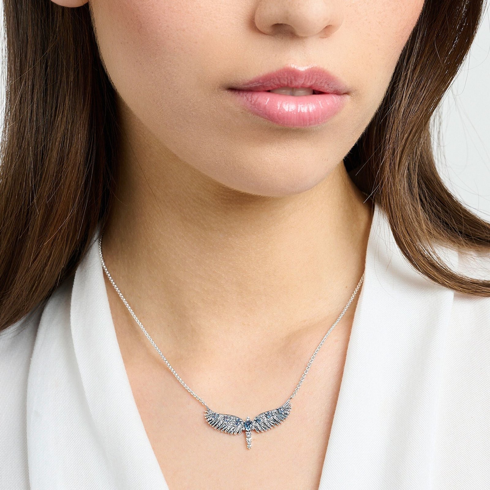 THOMAS SABO Necklace phoenix wing with blue stones silver - Image 3