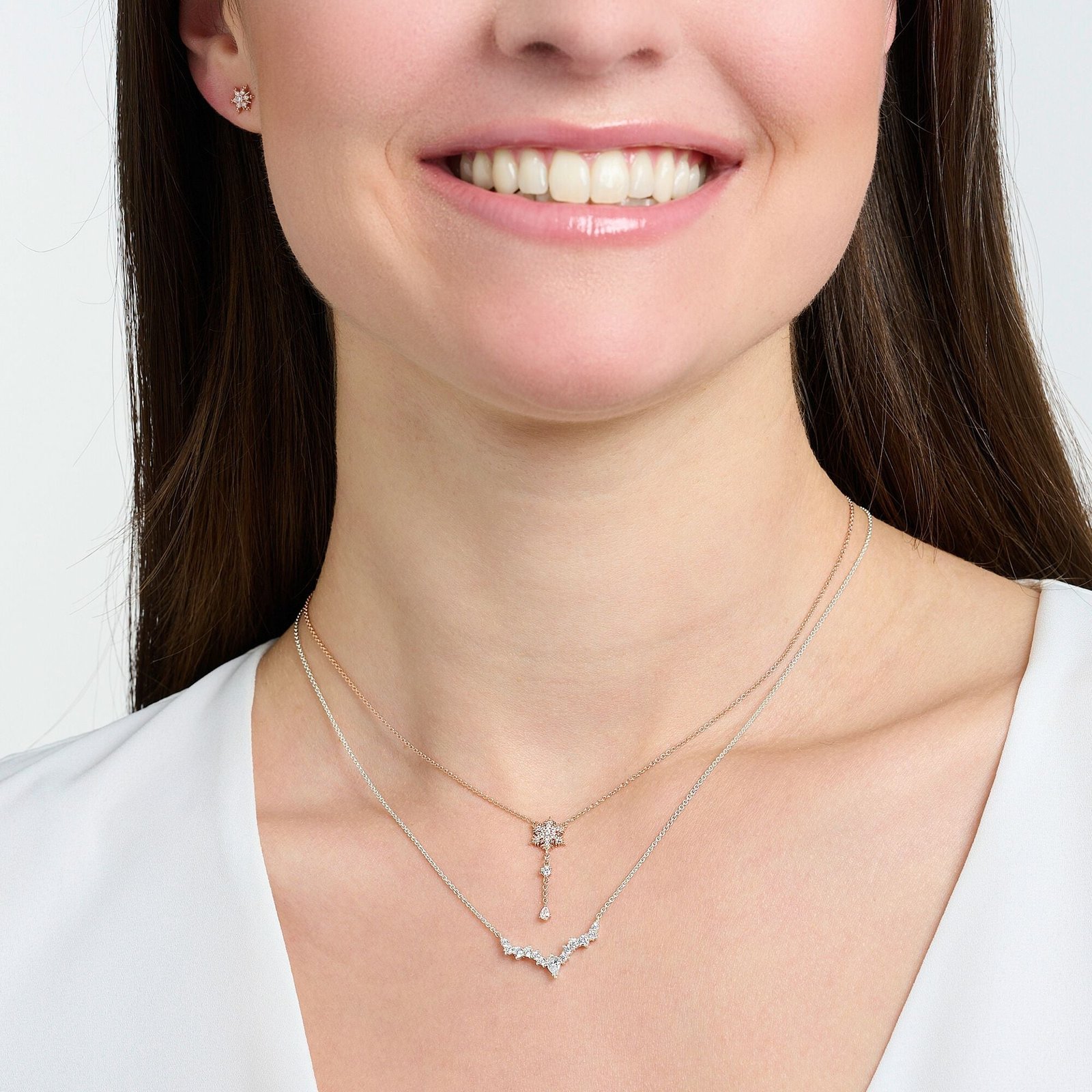 THOMAS SABO Necklace snowflake with white stones rose gold - Image 2