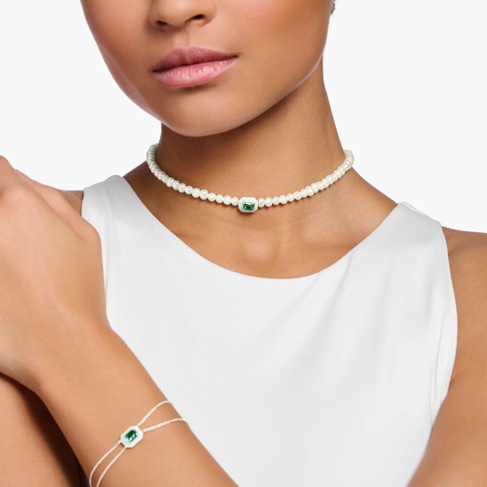 THOMAS SABO Choker Pearls With Green Stone - Image 2